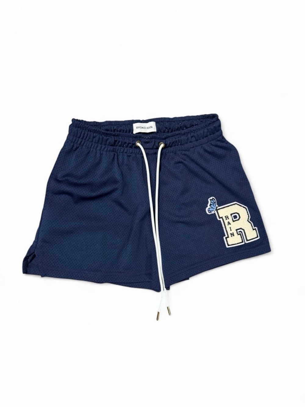 RYOKO RAIN Navy Mesh Athletic Shorts with R Patch | Unisex